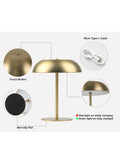 Cordless Mushroom LED Table Lamp Gold
