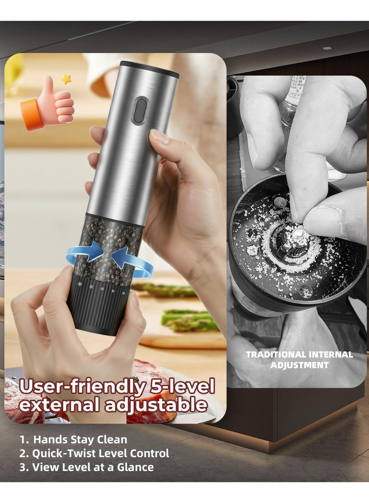 Electric Salt & Pepper Grinder Set