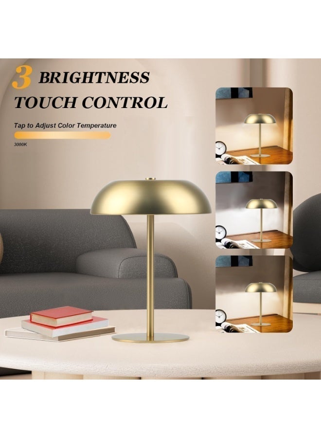 Cordless Mushroom LED Table Lamp Gold
